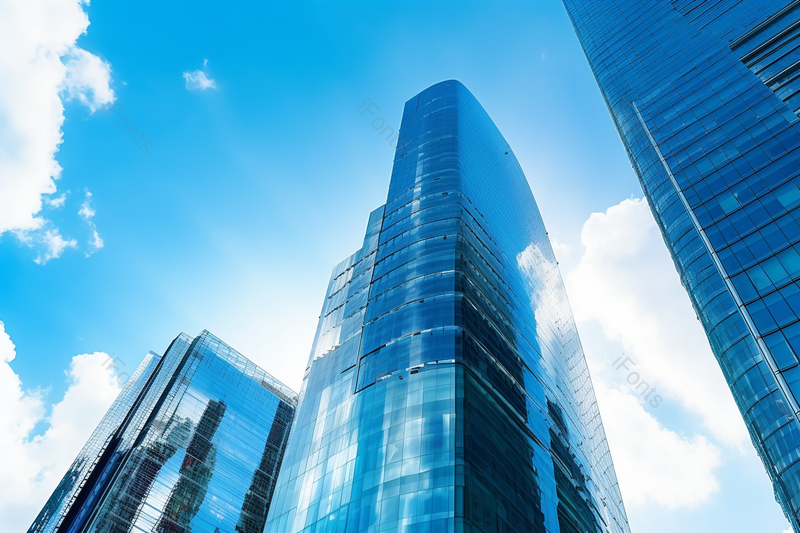 蓝色玻璃高楼林立的CBD城,高清,摄影图,摄影图片,图片大全,摄影图免费下载